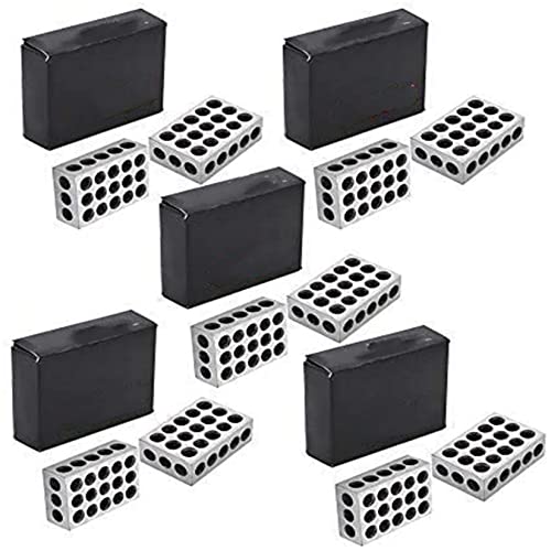 findmall 5 Matched Pairs Accuracy Steel 1 x 2 x 3 Inch Blocks 23 Holes .0002" Machinist Milling findmall