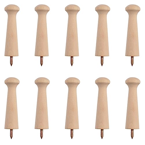 Wooden Shaker Peg Wood Screw-on Shaker Pegs 2.9 Inch Long Unfinished Wood 20