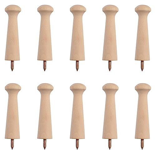MOROBOR 10PCS Wooden Shaker Pegs, 3.15 Inch Shaker Peg with Screws, Unfinished Wood Shaker Racks for Hanging Clothes Hats Towel Paint DIY MOROBOR
