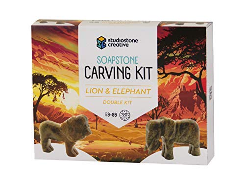 STUDIOSTONE CREATIVE DIY Arts & Crafts Carving Kit Kids Adults Lion & Elephant Sculpture Soapstone STUDIOSTONE CREATIVE