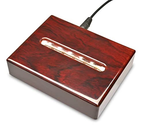 ASENTE 6 LED Light Stand Base - Rectangle Display Pedestal for 3D Crystal Glass Art - AC/USB Operated - Lighted Mirror Box for Centerpieces (Cherry ASENTE