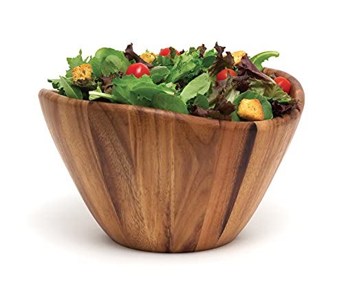 Lipper International Acacia Wave Serving Bowl for Fruits or Salads, Large, 12" Diameter x 7" Height, Single Bowl Lipper International