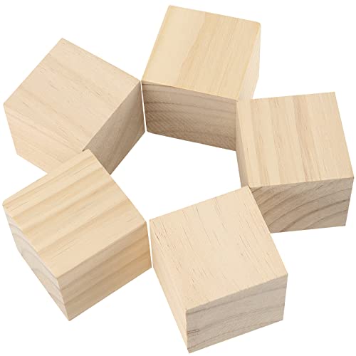 JAPCHET 200 Pieces Wood Blocks for Crafts, 1 Inch Unfinished Square Wooden Cubes Wood Blocks, Natural Blank Wood Blocks for DIY Crafts, Puzzle JAPCHET