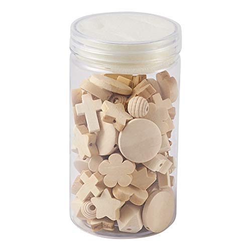Elecrelive 100pcs/box Assorted Natural Wood Spacer Beads 10 Styles Unfinished Wooden Loose Beads for Arts Crafts DIY Jewelry Making Hole:1.5-3mm EEE ELECRELIVE