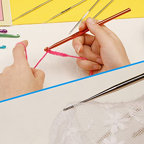 IMZAY 54 Pcs Crochet Needles Set, Crochet Hooks Kit with Purple Storage Case, Ergonomic Knitting Needles Blunt Needles Stitch Marker DIY Hand IMZAY