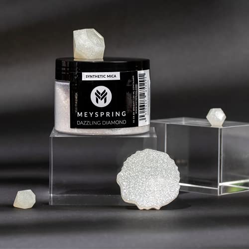 MEYSPRING Dazzling Diamond - White Glitter Mica Powder - Resin Glitter - White Mica Powder for Epoxy Resin - Resin Color - Mica Powder for Lip Gloss MEYSPRING