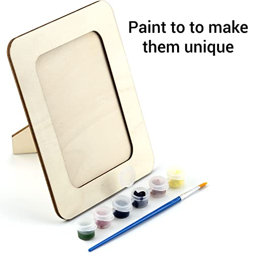 IFAMIO 2 Pack Wooden DIY Photo Frame Tabletop Wood Picture Frames Unfinished Solid Wood Picture Frames on Stand 4" x 6" Paintable Blank Rectangle IFAMIO