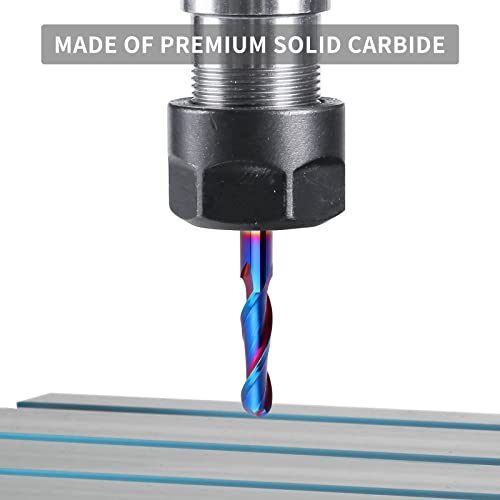 EANOSIC Carbide Ball Nose CNC Router Bit 1/4" Shank, Extra Long 3" Spiral Ball Nose End Mill Wood Milling Tool with Blue Nano NACO Coating EANOSIC