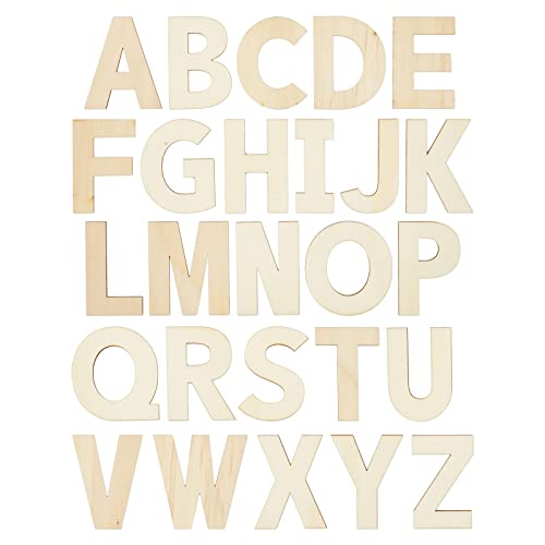 36 Pieces Unfinished Wooden Alphabet Letters for Crafts, 2 Extra Sets of Vowels AEIOU (6 Inches) Bright Creations