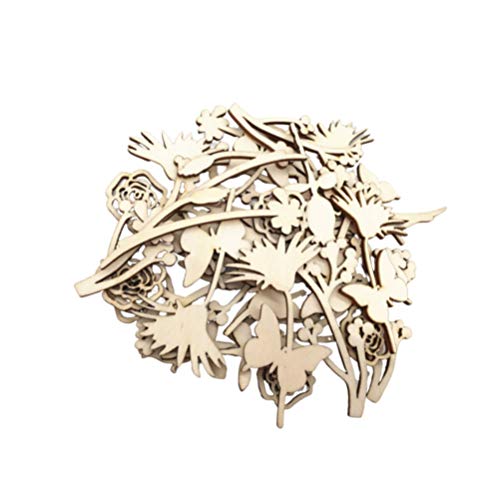 Happyyami 30pcs Wooden Flowers for Crafts Unfinished Wood Cutouts Wood Shapes Slices for DIY Wedding Birthday Party Favors Centerpieces (Assorted Happyyami