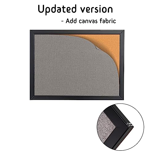 Bulletin Board 36 x 48 Inch, 100% Wood Framed Canvas Cork Board with Grey Fabric, Wall Mounted Notice Board for Home Office School gideal