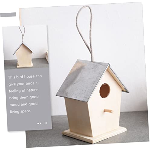 BESPORTBLE Outdoor Bird House Hanging Birdhouse Hummingbird Nest Unfinished Wood Birdhouse Bird Nest Desktop Ornament Birdhouse to Paint Bird Hut BESPORTBLE