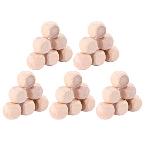 Wooden Dice 100pcs Wooden Cubes Unfinished Wooden Dice Wooden Six- sided Blank Dices Six Sides Blank Square Blocks Small Wooden Blocks DIY Craft Milisten