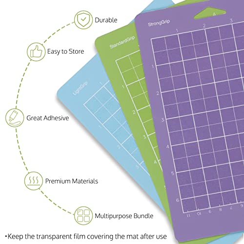 OFFNOVA Cutting Mat for Cricut Joy, 8 Pack 4.5" x 12" & 4.5" x 6.5" (StandardGrip, StrongGrip, LightGrip), Adhesive Cutting Mats Accessories for OFFNOVA