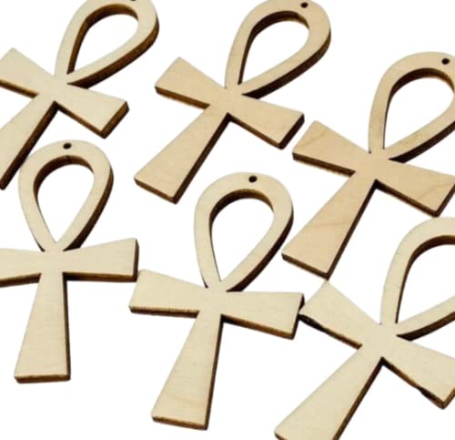 ALL SIZES BULK (12pc to 48pc options) Unfinished Wood Wooden Symbol of Life Ankh Laser Cutout Dangle Earring Jewelry Blanks Charms Ornaments Shape Texan Wood Crafts