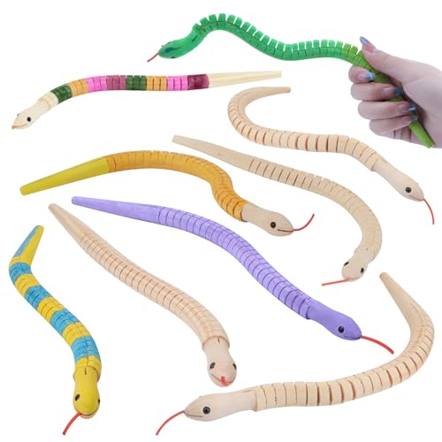 WOWOSS 10 Pcs Unfinished Wooden Wiggly Snakes Set, 12 inch Wooden Snakes Unfinished, Wooden Wiggly Snake, 12 Inch Natural Unpainted Flexible Timber WOWOSS