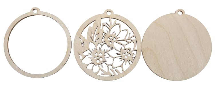 Flower Door Sign 3 Pieces Laser Cut Out Unfinished RND40 The Wood Shape Store