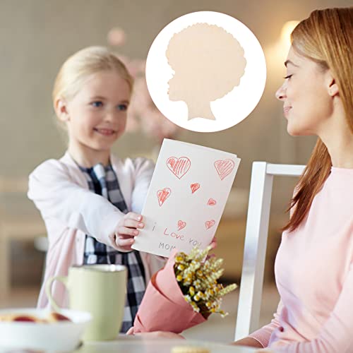 SEWACC Mother's Day Wood Chips DIY Ladies Gift Mother and Son Gifts Mother s Day Crafts Wreath African Girl Wooden Cutouts Girl Mom Gifts Wreath Head SEWACC
