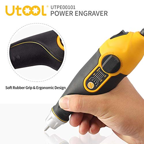 UTOOL Engraver Pen with Letter/Number Stencil, 24W Handheld Etching Tool for Wood Metal Glass Engraving with 4 Replaceable Tungsten Carbide Steel UTOOL