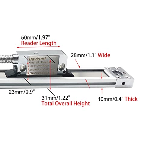 IP67 Magnetic Scale Encoder Tools 5um 370mm (14") Travel Length CNC Lathe Mill Milling Machine DRO Tools Baykunl