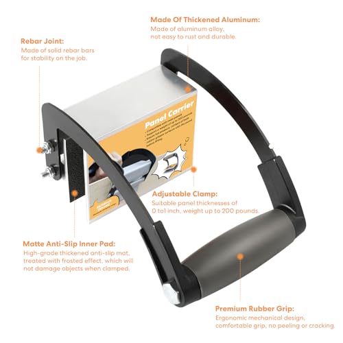 Panel Carrier, Plywood Lifting Tool, Drywall Carrying Tool - Save Effort Wear Resistant Plywood Carriers Tool for Wood, Synthetic Cement Board with 0 Vooric