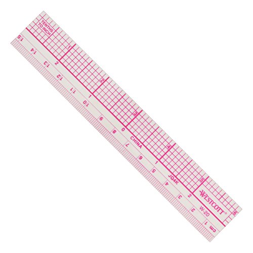Westcott 6" 10ths Transparent Graph Ruler, Inches/Metric, Translucent Color (W-20) Westcott