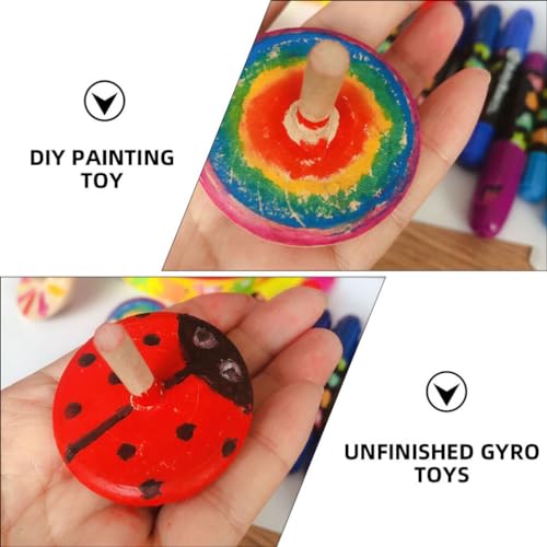 Tofficu 10pcs Wood Spinners Toys Unfinished Wood Tops DIY Wooden Tops Craft Gyroscopes for Kids Party Favors Painting Toys Art Craft Supplies Tofficu
