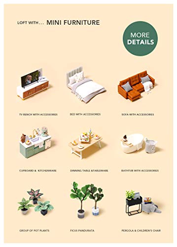 Flever Dollhouse Miniature DIY House Kit Creative Room with Loft Apartment Scene for Romantic Artwork Gift (Comfortable Life) Flever