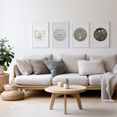 ETSPIL 4 Sets Embroidery Kit for Beginners ,Plant Kits for Adults Learn 33 Different Stitches,Includes Stamped Pattern, Easy to Follow Instruction & ETSPIL