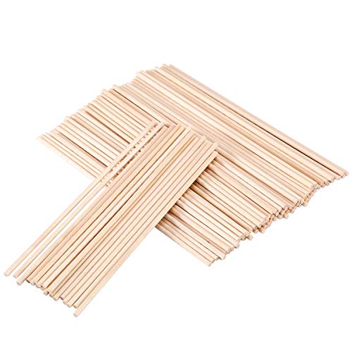 Senkary Wooden Dowel Rods 1/8 x 6 Inch Unfinished Natural Wood Craft Dowel Rods, 100 Pieces Senkary