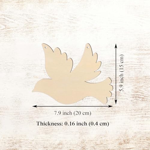 Creaides 3pcs Bird Wood Signs Blank Wooden Peace Dove Shape Hanging Signs with Ropes DIY Crafts Cutouts for Baby Shower Wedding Birthday Christmas Creaides