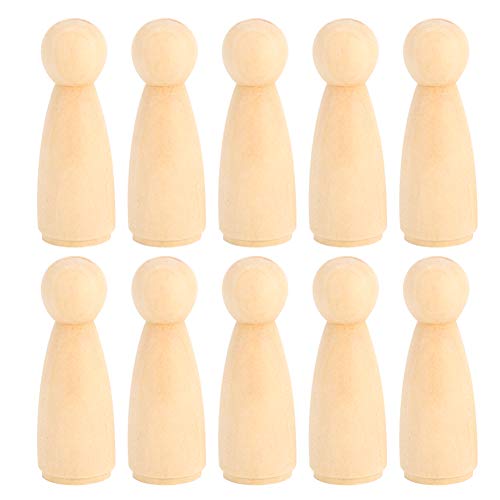zjchao Wooden Peg Doll Bodies, 10pcs 65mm Unfinished People Shapes Wooden People Bodies Angel Dolls for DIY Craft, Female zjchao