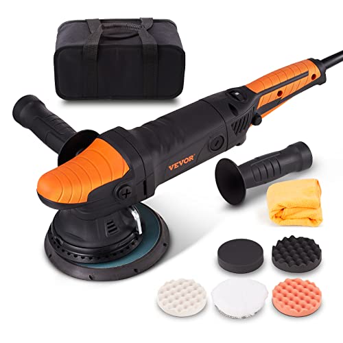 VEVOR Buffer Polisher, 6-Inch Dual Action Polisher for Car Detailing, 6 Variable Speed 1900-4600RPM Random Orbital Polisher Waxer Kit, with VEVOR
