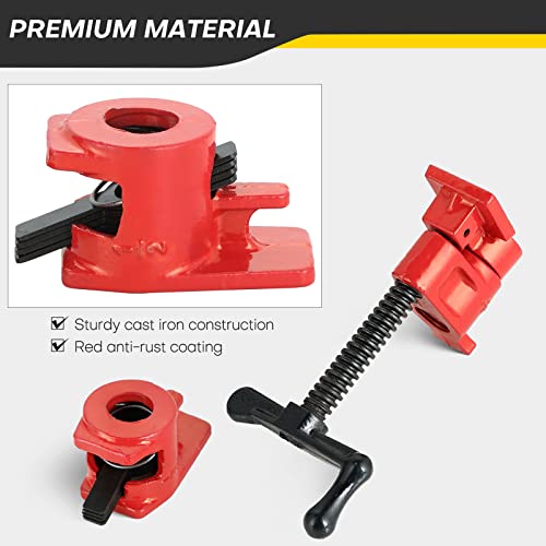 Acymner Wood Gluing Pipe Clamp Set | 1/2" Heavy Duty Woodworking Cast Iron Pipe Clamps Quick Release Pipe Wood Clamps (6 Pack, 1/2") Acymner