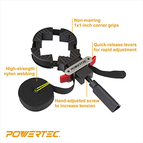 POWERTEC 71017 Quick Release Band Clamp | Woodworking Frame Clamping Strap Holder POWERTEC