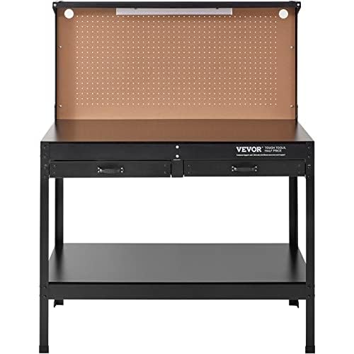 VEVOR Workbench A3 Steel Work Bench for Garage max. 1500W Heavy Duty Workbench 220lbs Weight Capacity 0.47" Bench top Thickness Hardwood Workbench VEVOR