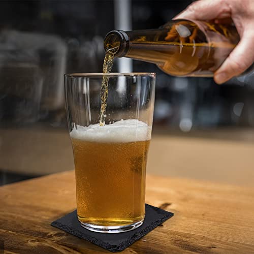 24 Pack Drink Coasters Set, SIJDIEE 4 Inch Square Slate Stone Drink Coasters with Round Blank Wood Craft Coasters for DIY Painting Wood Engraving SIJDIEE