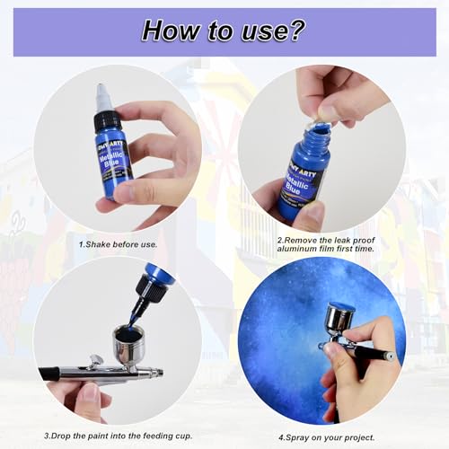 Airbrush Paint - 30 Colors with 3 Thinner, Ready to Spray Airbrush Paint Set, Water-Based Acrylic Air brush Paints for Metal, Plastic Models, Canvas, HOMY ARTY