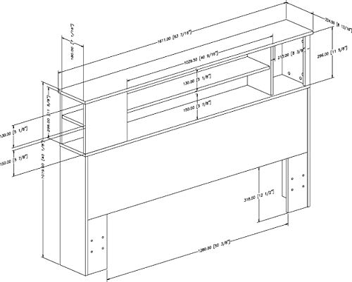 South Shore Vito Bookcase Headboard, Queen, Pure White South Shore