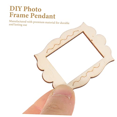 KALLORY 20pcs Small Photo Frame Unfinished Wood Slices Craft Necklace Pendant Unfinished Photo Frames Wood Frames for Crafts Scrapbooking Picture KALLORY