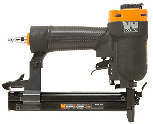 WEN 61711 18-Gauge 3/8-Inch to 1-Inch Air-Powered 1/4-Inch Narrow Crown Pneumatic Stapler , Black WEN