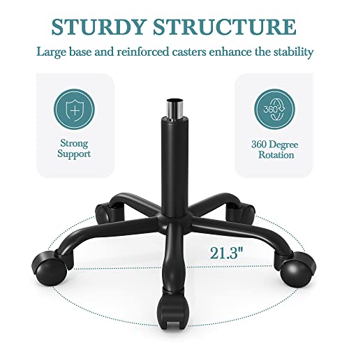 HOOMIC Rolling Stool Swivel Salon Shop Stool Chair Adjustable Drafting Stool Massage Spa Stool with PU Leather Cushioned in Black… HOOMIC