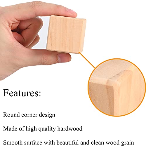 Wooden Cubes, 1.5 inch Natural Wood Blocks, 10PCS Unfinished Square Blocks with Rounded Corners for Crafts, Alphabet Blocks, Number Cubes or Puzzles Ourtroness