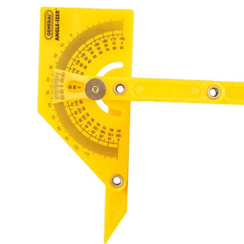 General Tools 29 Plastic Protractor and Angle Finder, Outside, Inside, Sloped Angles, 0° to 180° , Yellow General Tools