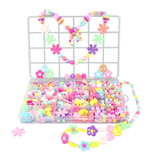 Jewelry Making kit Beads for Bracelets Making kit for Girls. 500+ Pieces Variety Shapes and Colors Perfect Toys for Girls Kids Age 4-6-8-10-12 DAZZLINGKIT