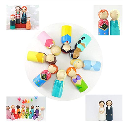 Wooden Peg Dolls Unfinished Wooden Peg Dolls Set Bodies, 10pcs 75mm Unfinished People Shapes Wooden People Figures Angel Dolls for DIY Craft Painting zjchao