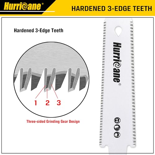 HURRICANE Japanese Hand Saw, 6 Inch (150mm) Double Edge Sided Pull Saw, SK5 Flexible Blade, 14/17 TPI Flush Cut Saw, Beech Handle Wood Saw, HURRICANE
