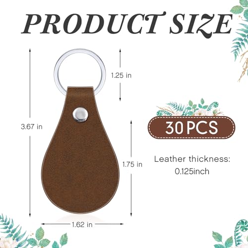 Taiyin 30 Pcs Leather Key Fob Kit for DIY Craft, PU Leather Key Fobs Blanks with Rivets and Key Rings for Laser Engraving Keychain Making Leather Taiyin