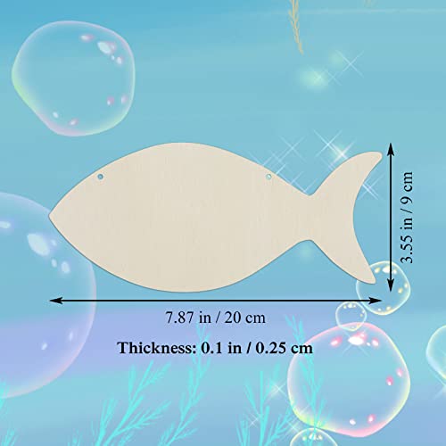6pcs Fish Wood Signs DIY Crafts Cutouts Wooden Fish Shaped Hanging Signs Ornaments with Twines for Wedding Birthday Party Decorations Creaides