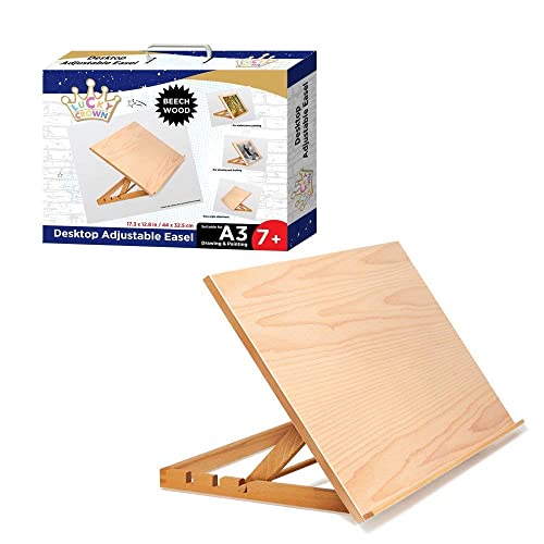 Lucky Crown US Art Adjustable Wood Desk Table -Light Weight, Easel with Strong Support LUCKY CROWN
